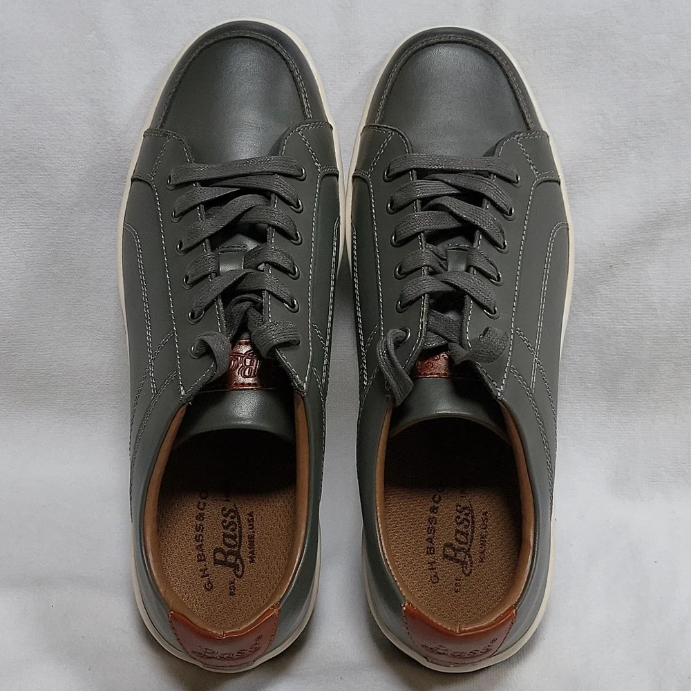 Dark Grey Leather Sneakers Landon Size 9.5M G.H. Bass - Picture 11 of 12
